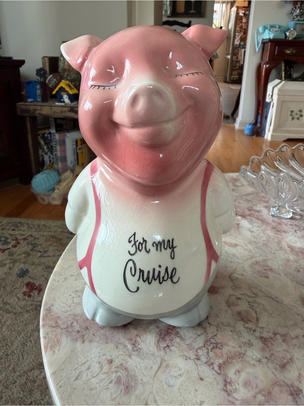 GUC~Large Vintage “For My Cruise” Ceramic Pig Bank